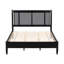 Grand lit robuste en bois massif avec tête de lit centrale en tissu gris foncé, support de 500 lb, sans sommier, 81 po de longueur, 48 po de hauteur en bois, poignées de tête de lit en métal noir, largeur de 64,1 po