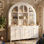 Vitrine arquée avec éclairage DEL intelligent, armoire vitrée à porte en verre avec tablettes réglables pour objets de collection, décor et rangement