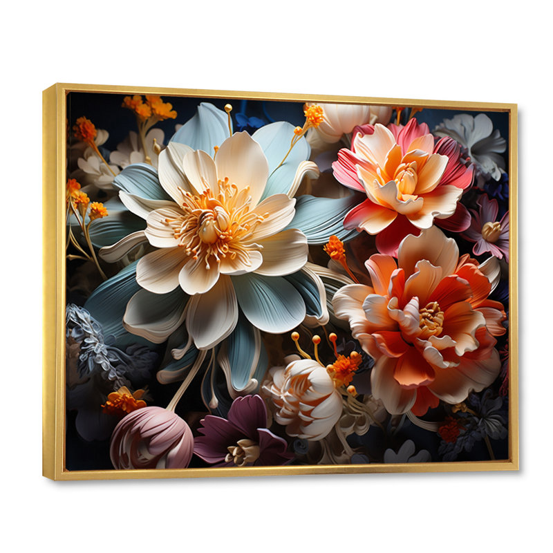 White Coral Abstract Still Lifes - Abstract Still Lifes Canvas Prints, Gold Floater Framed, 30" H x 40" W x 1.5" D