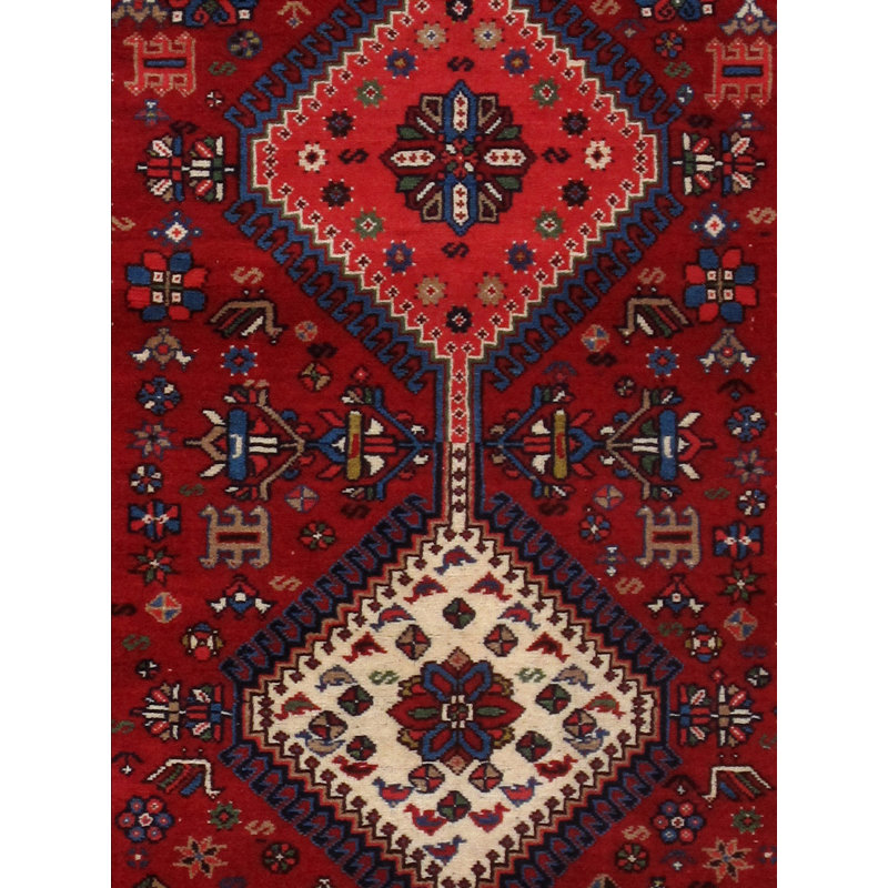 Tapis rouge en laine noué à la main Shirvan - 2 pi 8 po x 11 pi 8 po