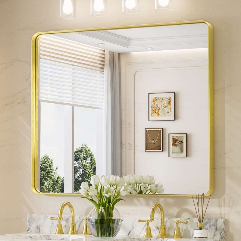 Miroir d'appoint Tyro, Doré, 42 po x 36 po, Rectangulaire