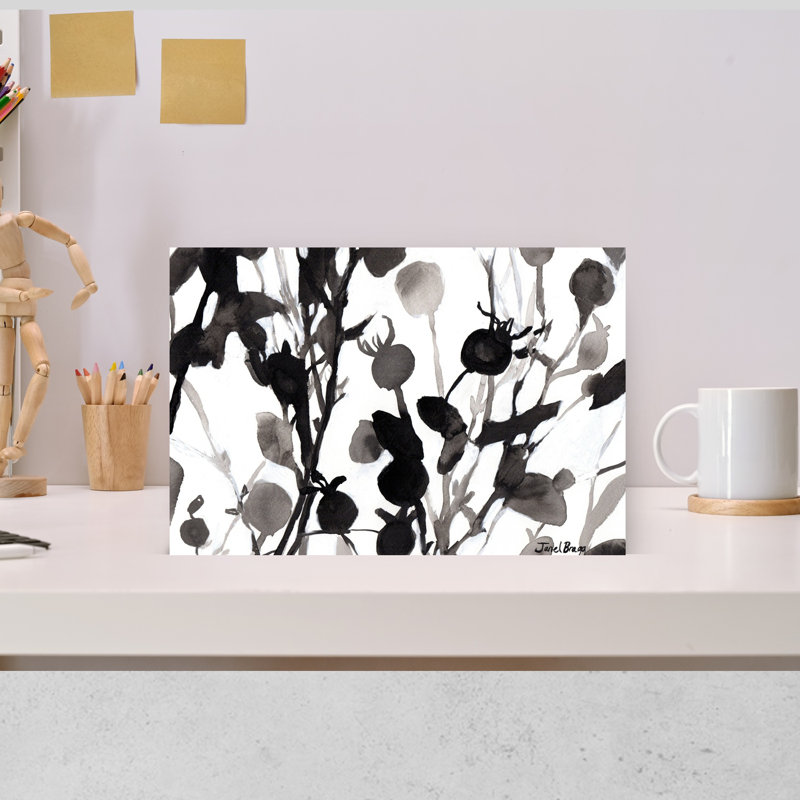Contemporary Art Abstract Contemporary Modern Rose Bush Flower Plant Wall Art by Janel Bragg - Wrapped Canvas Print