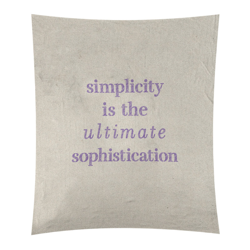 Tapisserie à citation simple et sophistiquée en polyester, H 27,5 po x l 37,5 po, Blanc / Mauve