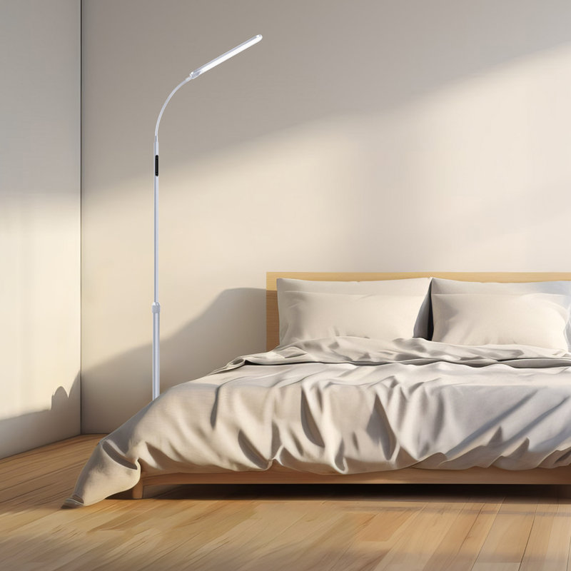  Loudean 72.8' LED Floor Lamp with Remote Control and Adjustable Reading Light, Argent