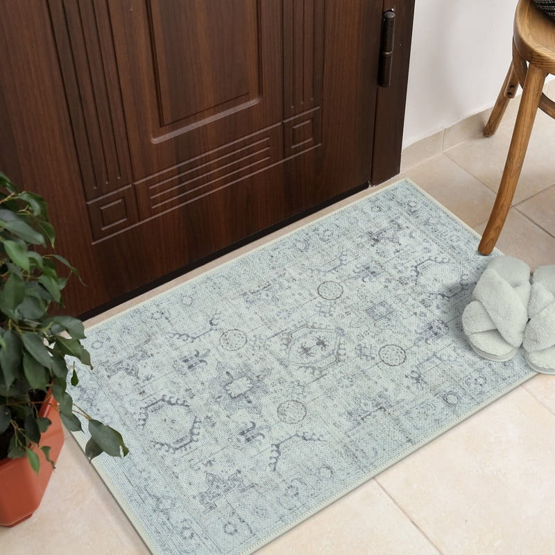 Tapis lavable à la machine résistant aux taches GLN Rugs, Rectangulaire 2 pi x 3 pi