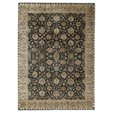 Hand Knotted Wool Area Rug in Black And Gold
