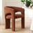 Modern Chenille Upholstered Dining Chair With Curved Back & Sloped Seat-388508966