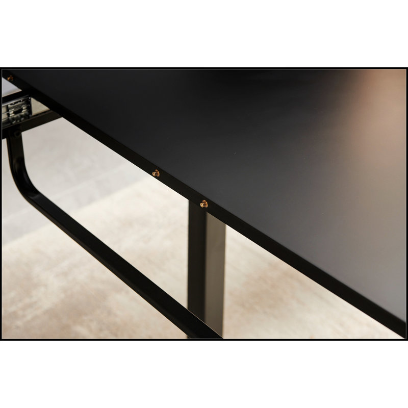 white colour,Square Extendable Dining Table with metal leg,Modern Space Saving Kitchen Table, Black