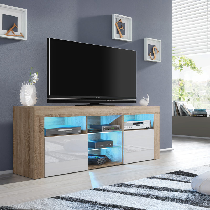 Annagrove Unfinished TV Stand for TVs up to 65", Oak/White