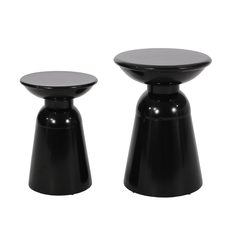 Outdoor Metal Side Table - Sleek Design, Powder-coated End Tables Flared, Black
