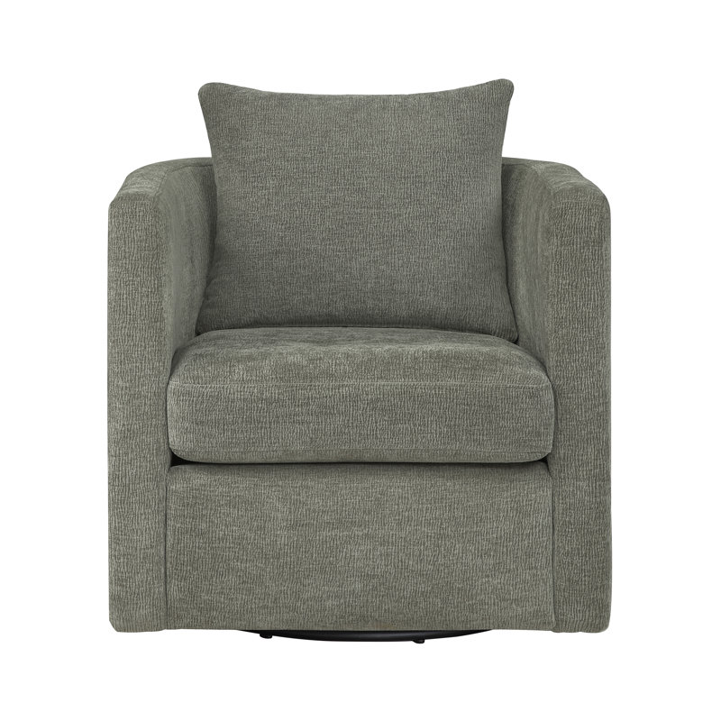 Fran Swivel Barrel Chair, Gray Polyester