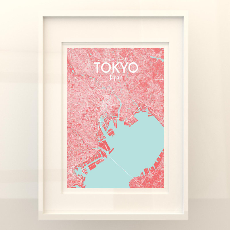 Tokyo City Map In Maritime - No Frame Print, 24cm H x 18cm W x 0.05cm D