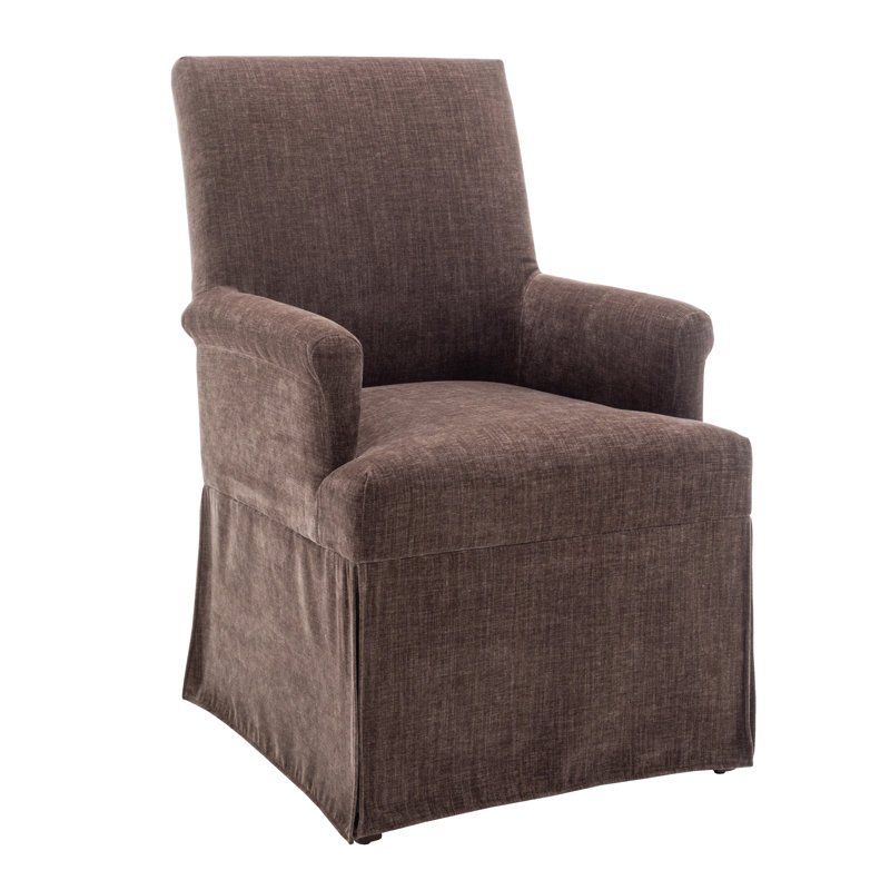Chaise avec accoudoirs rembourrée Betti, Brun