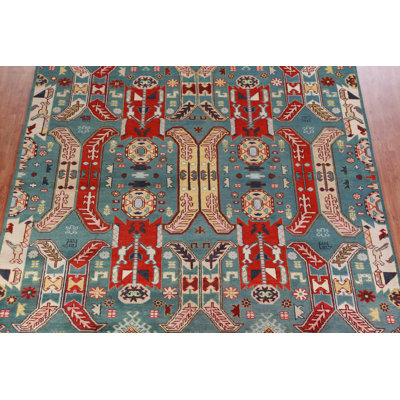 All-Over Geometric Kazak Oriental Area Rug