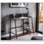 Bureau en chêne rustique et noir avec base en métal durable et rangement à 2 niveaux pour la maison ou le bureau