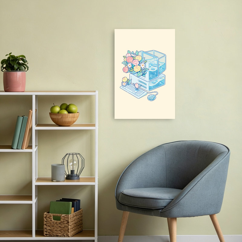 Blooming Desktop Garden Modern Retro Serene Nature Architecture Wall Art Print 1 Piece Wrapped Canvas Wall Art