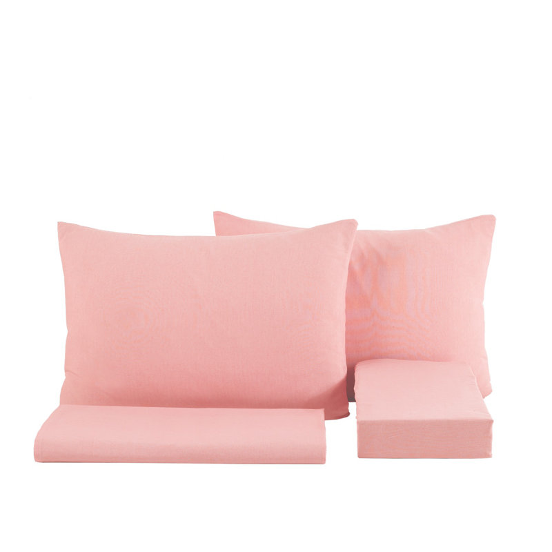 Solid Colour 4 Pieces Bed Sheet Set, Queen, Pink