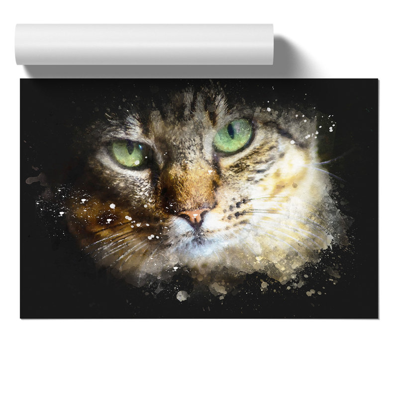 Portrait of a Cat Paint Splash - Frameless Print, 21cm H x 30cm W x 0.1cm D