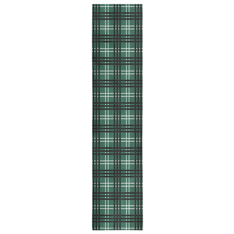 Paid Polyester Table Runner, 72" L x 16" W, Gotham Green/White/Stealth Black