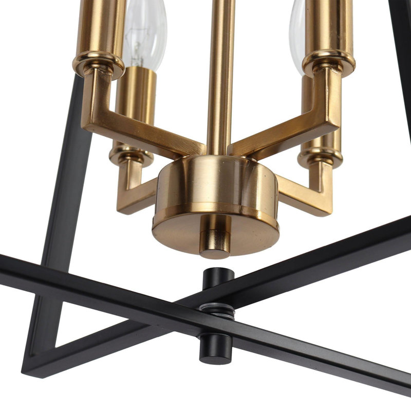 Marval 4-Light Dimmable Lantern Classic Chandelier with Black Metal Frame（1-Set)