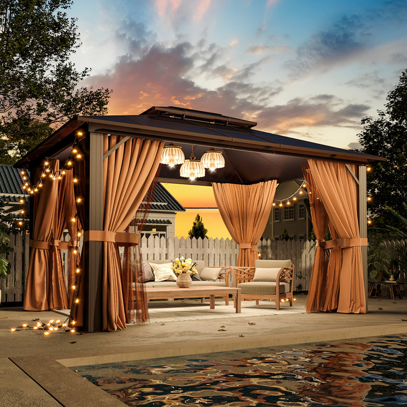 Aluminum Patio Hardtop Gazebo, 13 Ft. W x 10 Ft. D