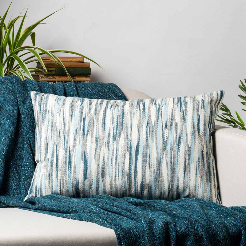 Striped Blue Cushion, 58x38cm, Synthetic filled