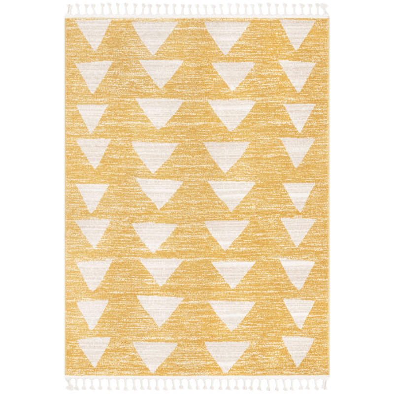 Kennedy Triangles Yellow Children's Rug, Rectangle 160 x 220cm