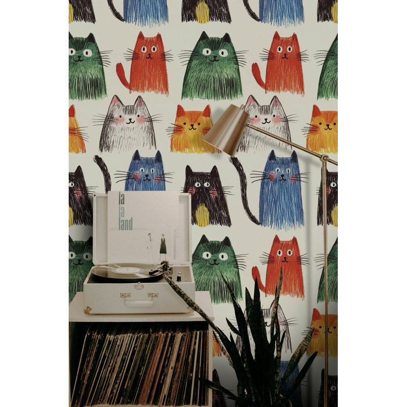 Papier peint chat fantaisiste Maud Lewis