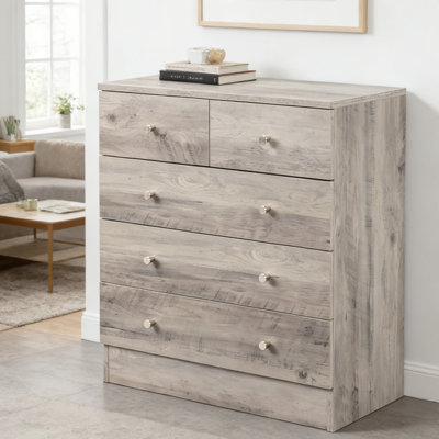 Commode haute 5 tiroirs Rustic Gray