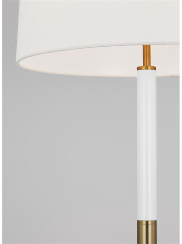 Monroe Table Lamp, Burnished Brass White