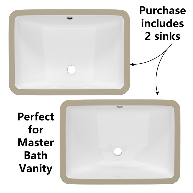21" Vessel Sink Rectrangle Undermount Bathroom Sink With Overflow (2 Pack)