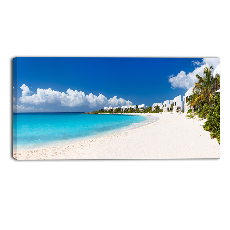 «Caribbean Beach Panorama Landscape», reproduction de photo sur toile tendue, H 16 po x l 32 po