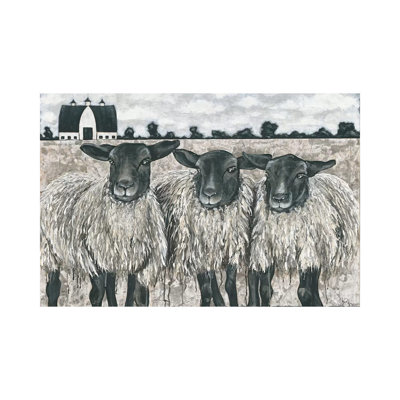 «Three Sheep» par Hollihocks, reproduction d'art sur toile tendue