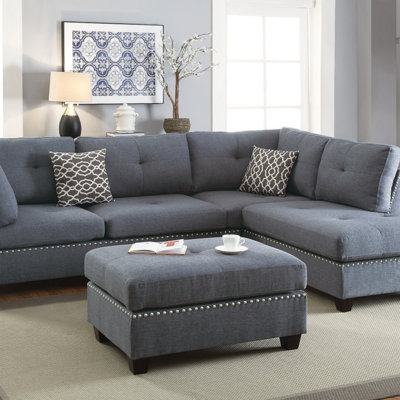 3 pièces Canapé modulaire gris et gris