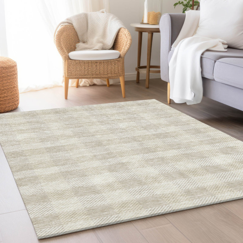 Tapis ivoire Prisco lavable à la machine de qualité supérieure, Rectangle 10 pi x 14 pi