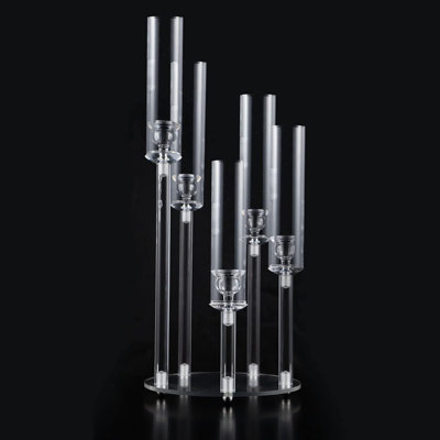 5 Arms Arcylic Candle Holders for Wedding Party Table Decoration,LED Candles excluded