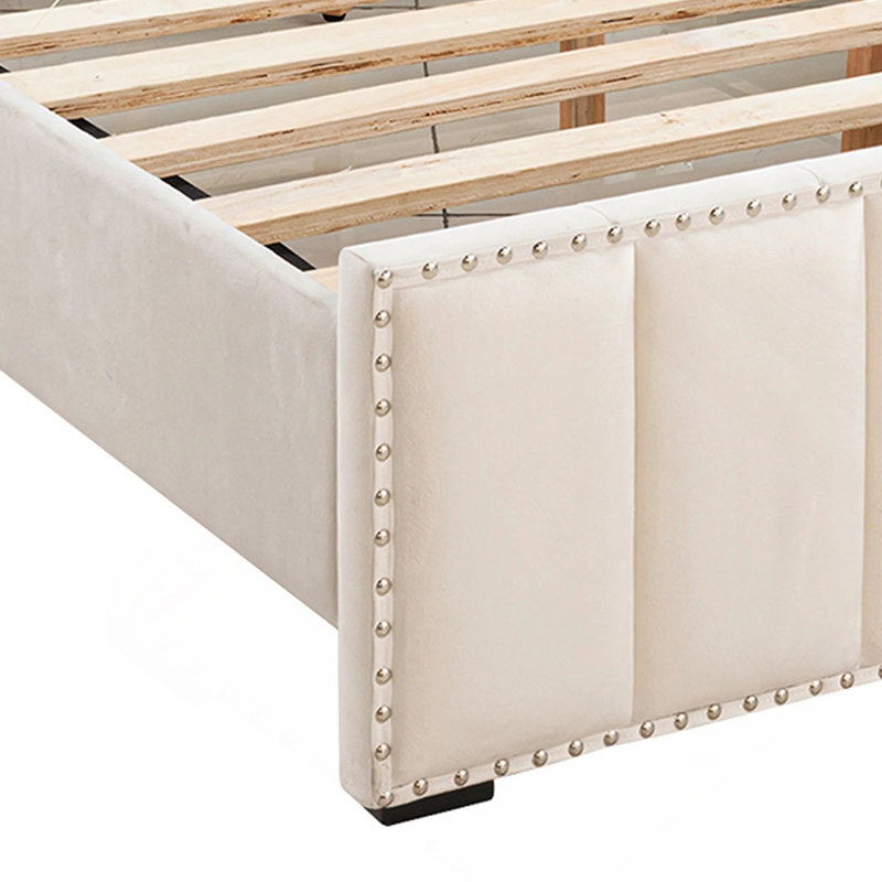 Ensemble de chambre à coucher pour grand lit avec tables de chevet et ensemble de chambre à coucher 3 pièces, Beige
