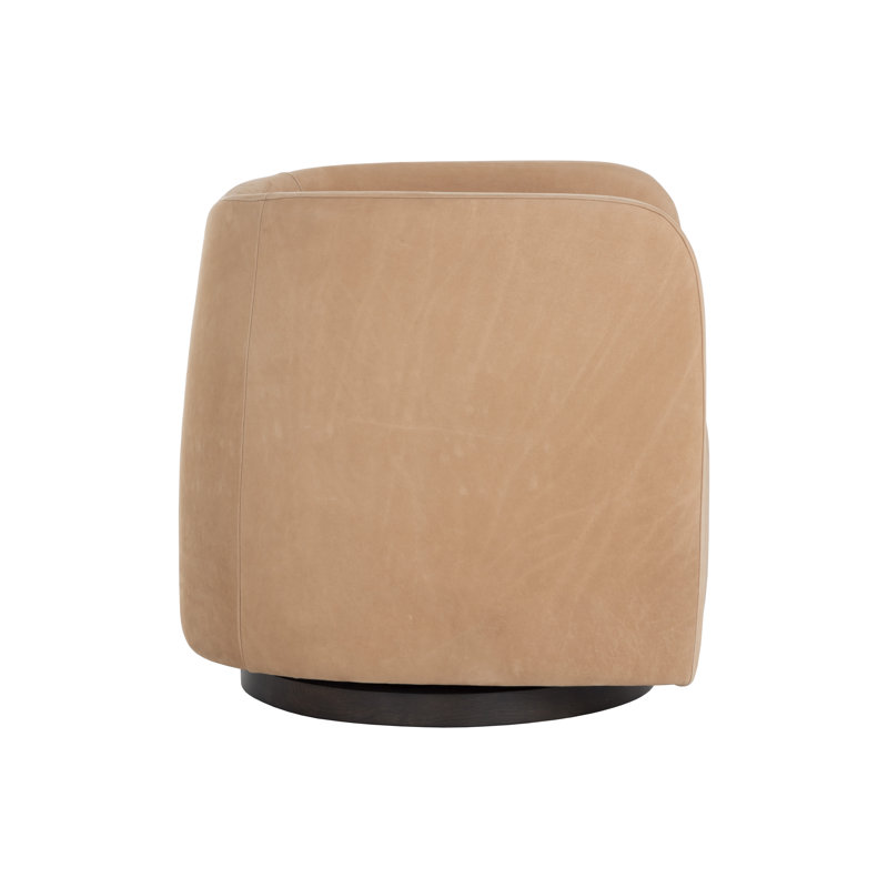 Swivel Lounge Chair, Tan Leather