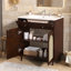 Meuble-lavabo de 30 po avec lavabo en céramique, meuble-lavabo à cadre en bois massif avec tablette réglable, tiroir à bout, panneaux avant en rotin-1567306710