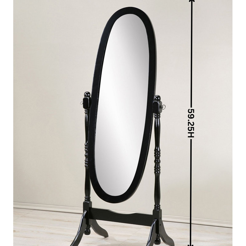 Miroir de plancher traditionnel en bois de style reine Anna, finition blanche