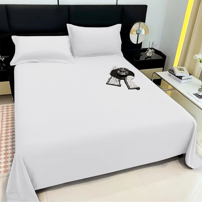 Aspire Homeware Hotel Quality Egyptian Cotton Flat Sheet for Soft and Breathable Sleeping Comfort, Double (4'6), White