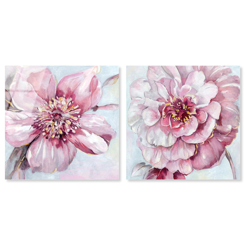Blush Pink Floral Art , H 12 po x l 24 po