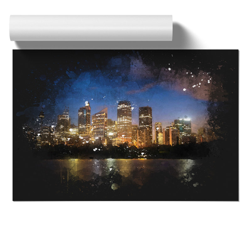 Sydney Skyline Paint Splash - Frameless Print, 30cm H x 42cm W x 0.1cm D