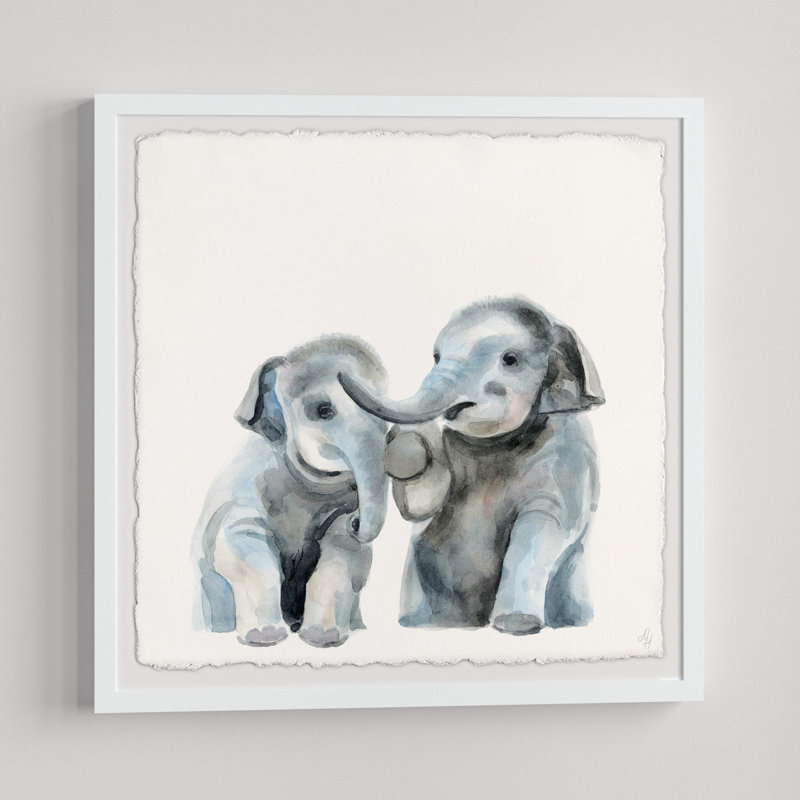 «Lulu Baby Elephants», reproduction encadrée, H 18 po x l 18 po x P 1,5 po