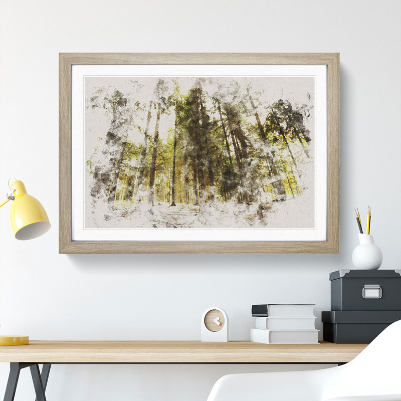 Green Forest Vol.3 - Picture Frame Graphic Art, 48cm H x 65cm W x 2cm D, Oak Framed