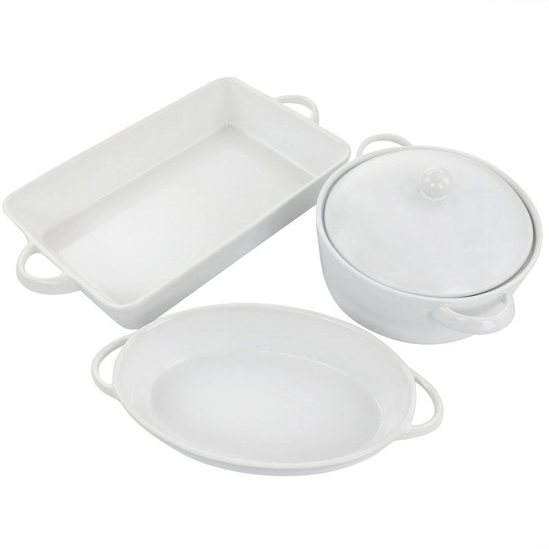 Gibson Elite 4 Piece Stoneware Gracious Dining Bakeware Set with Lid