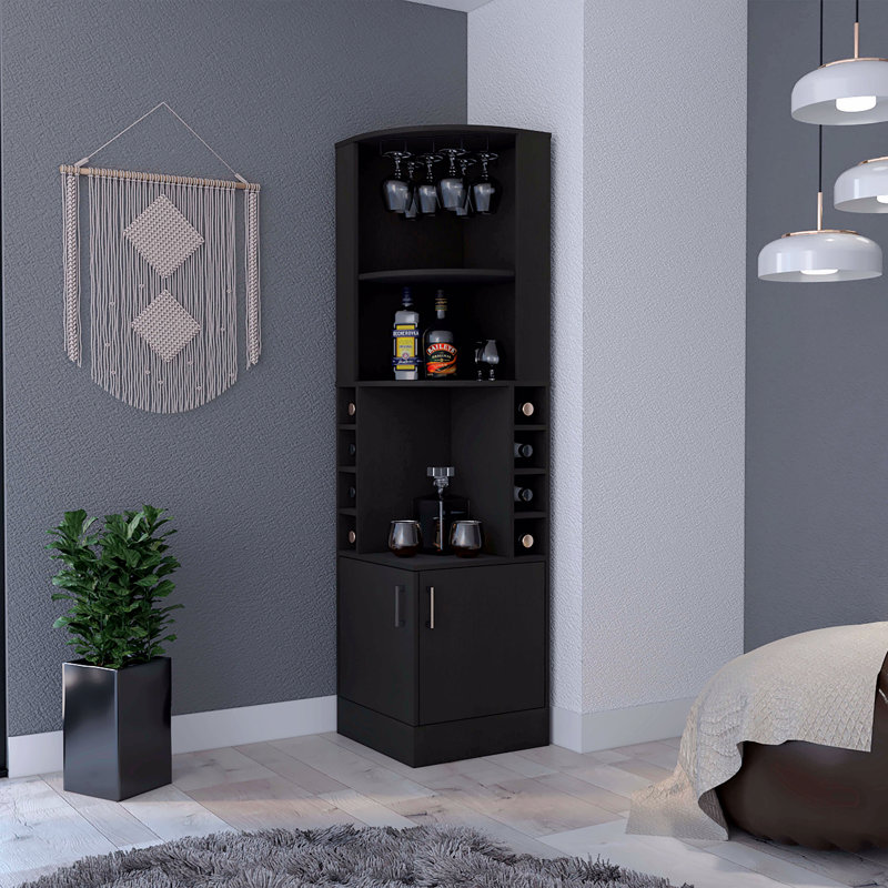 Bar d'angle, H 71,1 po x l 27,68 po x P 18,4 po, Noir