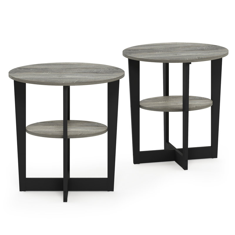 Bozko 2 Piece Oval Side Table Set, French Oak Grey