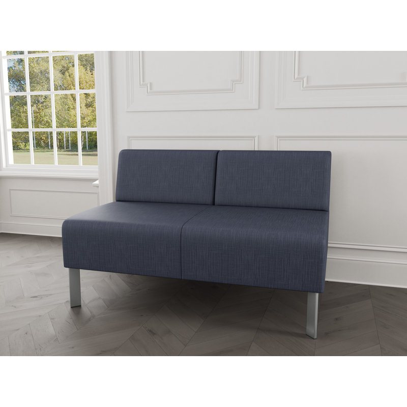 Causeuse sans accoudoirs Luxe Lounge, Acier argent, Plot Line bleu marine