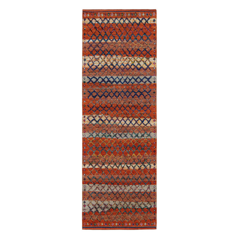 Moroccan Hand Knotted Geometric Area Rug, Runner 2'6" x 8'